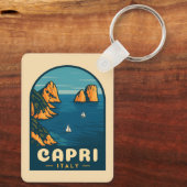レトロヴィンテージトラベルカプリイタリア風光明媚な海岸線 キーホルダー (裏面)