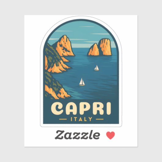 レトロヴィンテージトラベルカプリイタリア風光明媚な海岸線 シール (シート)