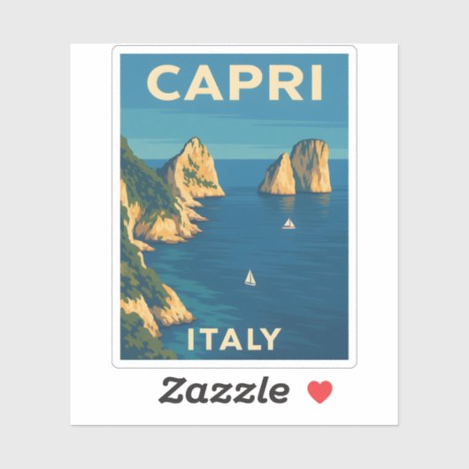 レトロヴィンテージトラベルカプリイタリア風光明媚な海岸線 シール (シート)