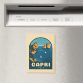 レトロヴィンテージトラベルカプリイタリア風光明媚な海岸線 マグネット (インサイチュ (食洗機))