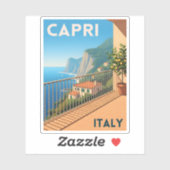 レトロヴィンテージトラベルカプリイタリア風光明媚な風景 シール (シート)