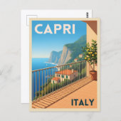 レトロヴィンテージトラベルカプリイタリア風光明媚な風景 ポストカード (正面/裏面)