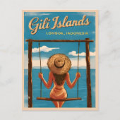 レトロヴィンテージトラベルギリアイランズロンボックインドネシア ポストカード (正面)