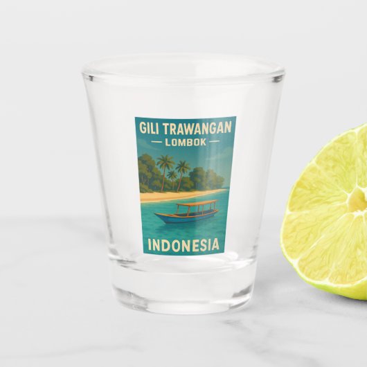 レトロヴィンテージトラベルギリトラワンガンインドネシア ショットグラス (正面)