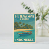 レトロヴィンテージトラベルギリトラワンガンインドネシア ポストカード (スタンド正面)