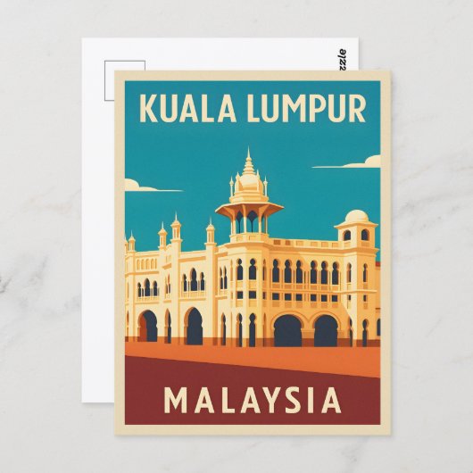レトロヴィンテージトラベルクアラルンプールマレーシア ポストカード (正面/裏面)