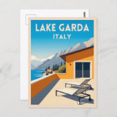 レトロヴィンテージトラベルクガルダイタリアランドスケープ ポストカード (正面/裏面)