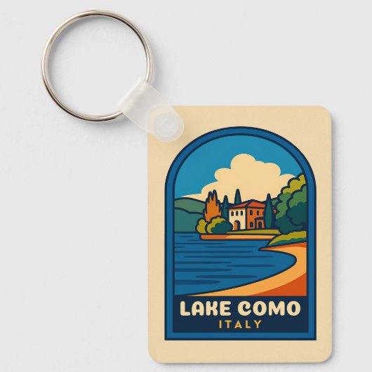 レトロヴィンテージトラベルクコモイタリアランドスケープ キーホルダー (正面)