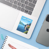 レトロヴィンテージトラベルクコモイタリアランドスケープ シール (ノートパソコンとiPhone)
