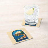 レトロヴィンテージトラベルクコモイタリアランドスケープ スクエアペーパーコースター (インサイチュ)