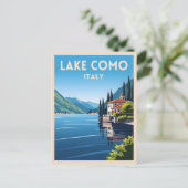 レトロヴィンテージトラベルクコモイタリアランドスケープ ポストカード (スタンド正面)