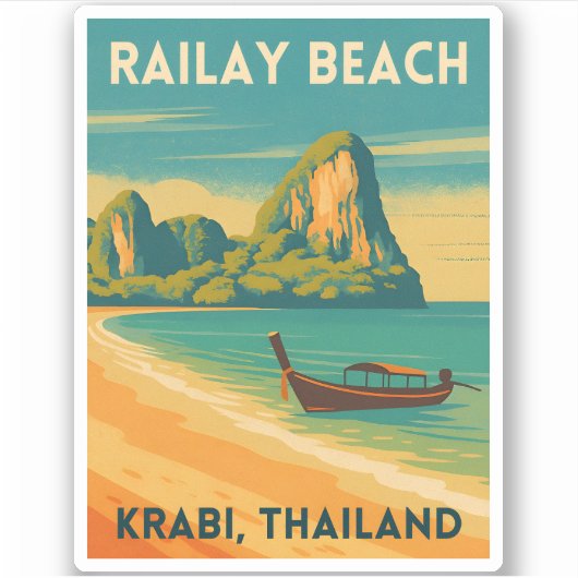 レトロヴィンテージトラベルクラビタイランドレールビーチ シール (正面)