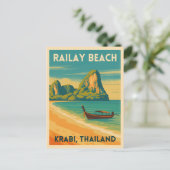 レトロヴィンテージトラベルクラビタイランドレールビーチ ポストカード (スタンド正面)