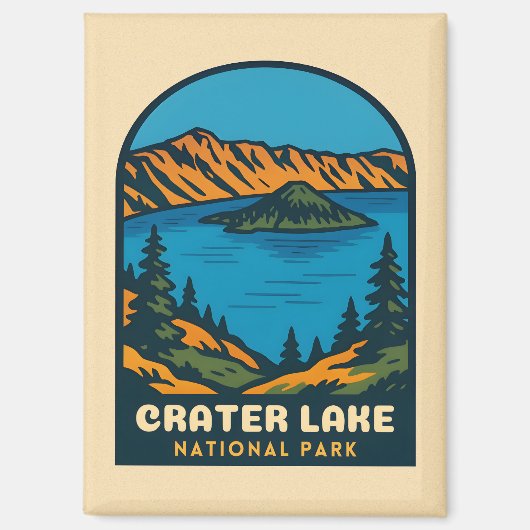 レトロヴィンテージトラベルクレーターレイクナショナルパーク マグネット (正面)