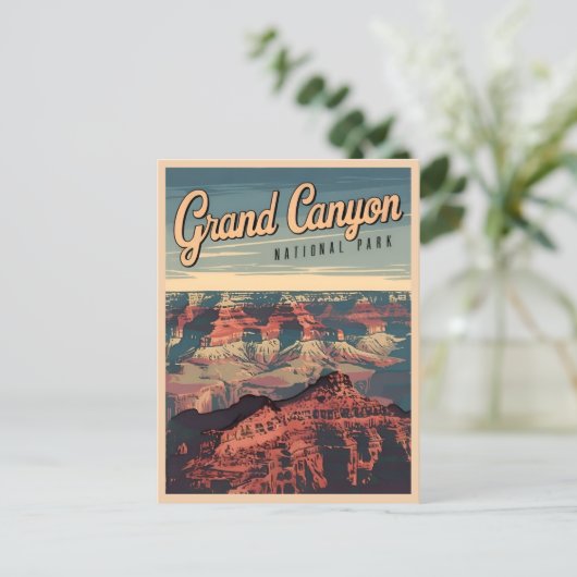 レトロヴィンテージトラベルグランドキャニオン風光明媚な風景 ポストカード (スタンド正面)