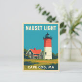 レトロヴィンテージトラベルケープコッドナウゼットライトハウス ポストカード (スタンド正面)
