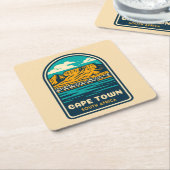 レトロヴィンテージトラベルケープタウン南アフリカ スクエアペーパーコースター (アングル)