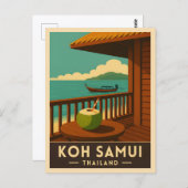 レトロヴィンテージトラベルコサムイアイランドタイ ポストカード (正面/裏面)