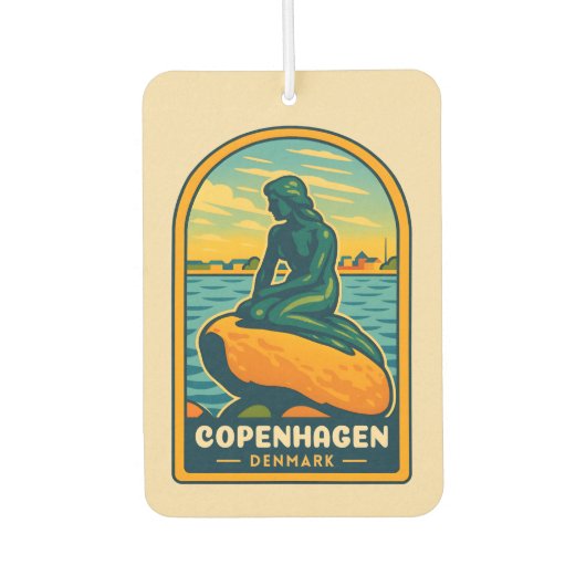 レトロヴィンテージトラベルコペンハーゲンデンマークマーメイド カーエアーフレッシュナー (正面)