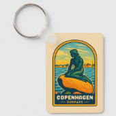 レトロヴィンテージトラベルコペンハーゲンデンマークマーメイド キーホルダー (正面)