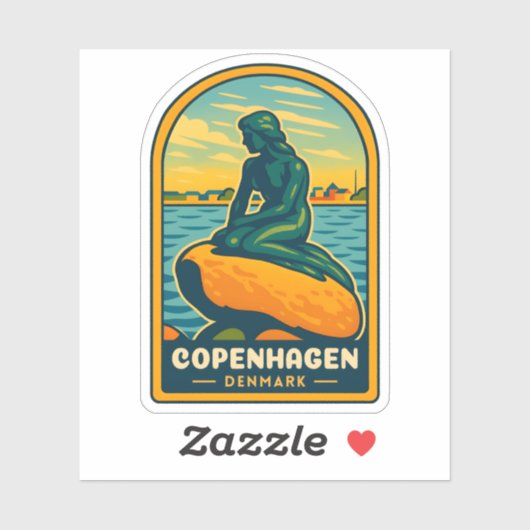 レトロヴィンテージトラベルコペンハーゲンデンマークマーメイド シール (シート)