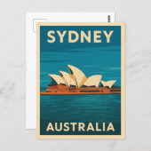 レトロヴィンテージトラベルシドニーオペラハウスオーストラリア ポストカード (正面/裏面)