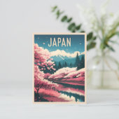 レトロヴィンテージトラベルジャパン桜さくらんぼブロッサム ポストカード (スタンド正面)