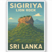 レトロヴィンテージトラベルスリランカシギリヤライオンロック シール (正面)