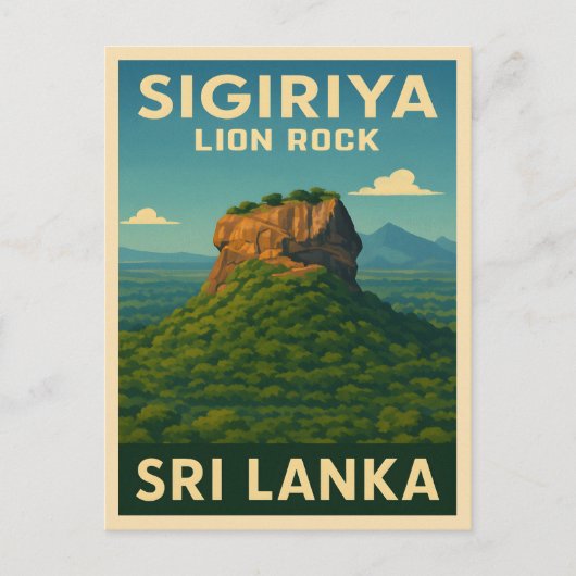 レトロヴィンテージトラベルスリランカシギリヤライオンロック ポストカード (正面)