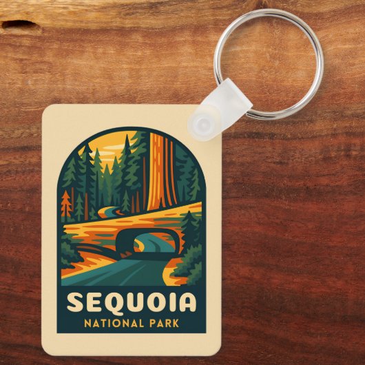 レトロヴィンテージトラベルセコイア国立公園自然 キーホルダー (裏面)