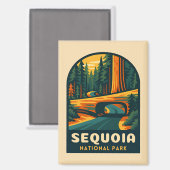 レトロヴィンテージトラベルセコイア国立公園自然 マグネット (正面/裏面)
