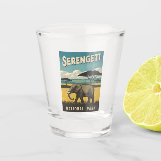 レトロヴィンテージトラベルセレンゲティナショナルパーク ショットグラス (正面)