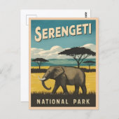 レトロヴィンテージトラベルセレンゲティナショナルパーク ポストカード (正面/裏面)