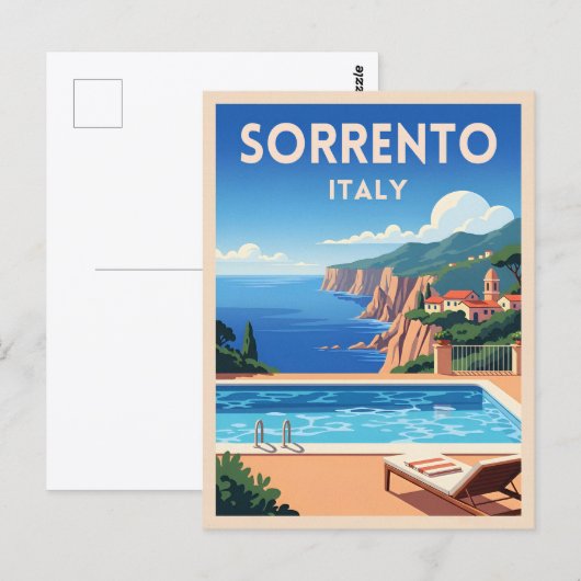 レトロヴィンテージトラベルソレントItaly沿岸風光明媚 ポストカード (正面/裏面)