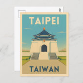 レトロヴィンテージトラベルタイペイタイワモニュメント ポストカード (正面/裏面)