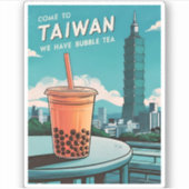 レトロヴィンテージトラベルタイペイ101台湾ボバティー シール (正面)