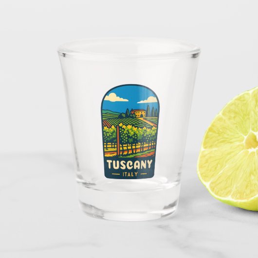レトロヴィンテージトラベルタスカニーイタリアヴィンヤード ショットグラス (正面)