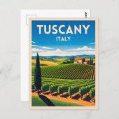 レトロヴィンテージトラベルタスカニーイタリアヴィンヤード ポストカード (正面/裏面)