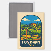 レトロヴィンテージトラベルタスカニーイタリアヴィンヤード マグネット (正面/裏面)
