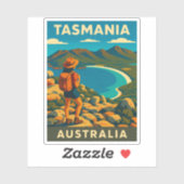 レトロヴィンテージトラベルタスマニアオーストラリア風景 シール (シート)