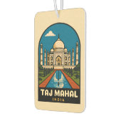 レトロヴィンテージトラベルタージマハルインドイラストレーション カーエアーフレッシュナー (左)