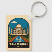 レトロヴィンテージトラベルタージマハルインドイラストレーション キーホルダー (裏面)