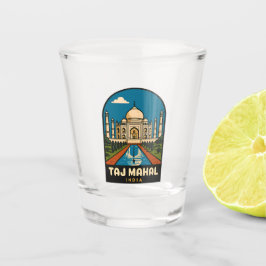 レトロヴィンテージトラベルタージマハルインドイラストレーション ショットグラス