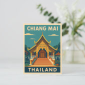 レトロヴィンテージトラベルチェンマイタイランドテンプル ポストカード (スタンド正面)