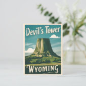 レトロヴィンテージトラベルデビルズタワーワイオミング ポストカード (スタンド正面)
