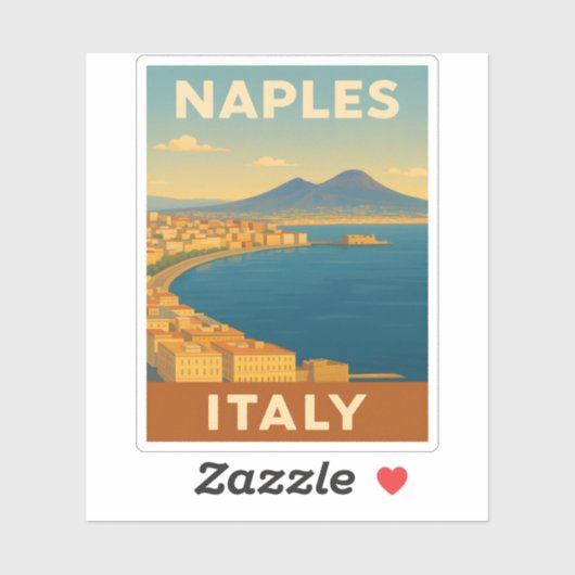 レトロヴィンテージトラベルナポリItaly風光明媚な海岸線 シール (シート)