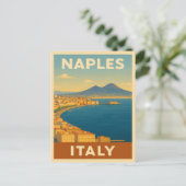 レトロヴィンテージトラベルナポリItaly風光明媚な海岸線 ポストカード (スタンド正面)