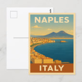 レトロヴィンテージトラベルナポリItaly風光明媚な海岸線 ポストカード (正面/裏面)