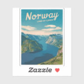 レトロヴィンテージトラベルノルウェーフィヨルドランドスケープ シール (シート)