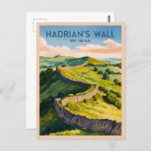 レトロヴィンテージトラベルハドリアンズウォールイングランド ポストカード (正面/裏面)